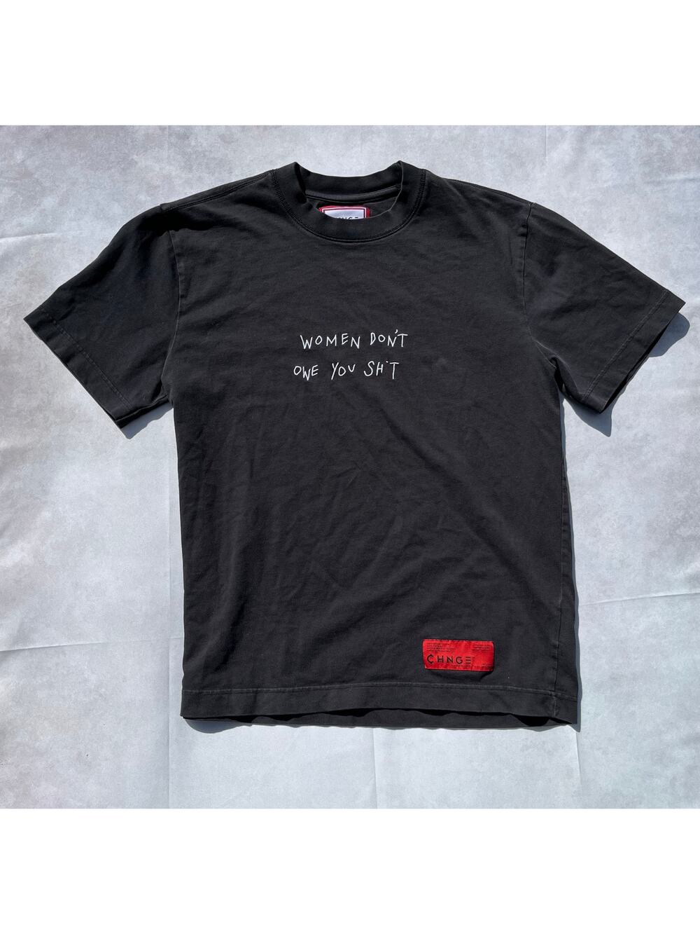 CHNGE Women Don't Owe You Sh*t Embroidered Organic Cotton Tee Black L ✨